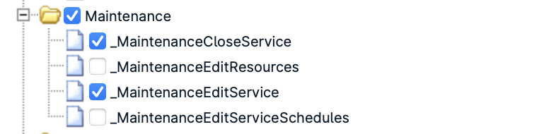 Folder structure with maintenance files