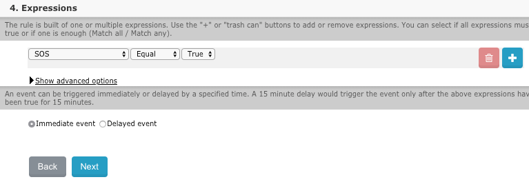 Expression rule setup interface screenshot.