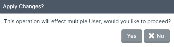 Confirmation dialog with Yes and No options.