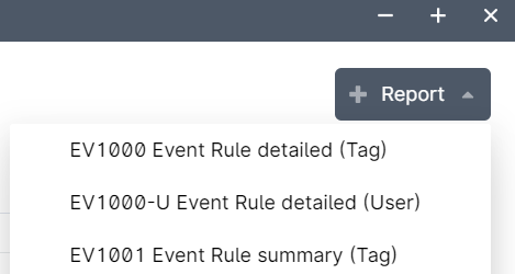 Dropdown menu with event rule options