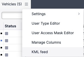 Dropdown menu with settings options