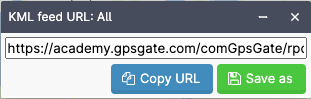 Dialog box with URL and buttons