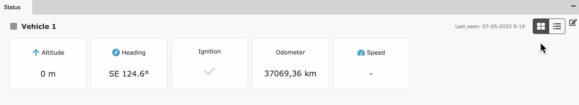 Vehicle status dashboard with odometer reading.
