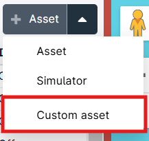 Dropdown menu with 'Custom asset' highlighted