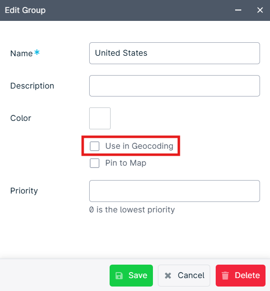 Edit Group settings window with options.
