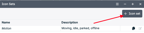 Icon Sets interface with add button