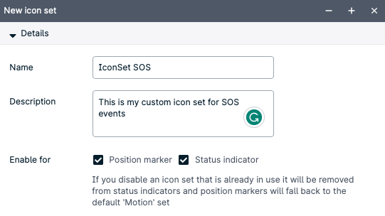 New icon set creation interface