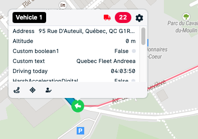Vehicle location and details on map