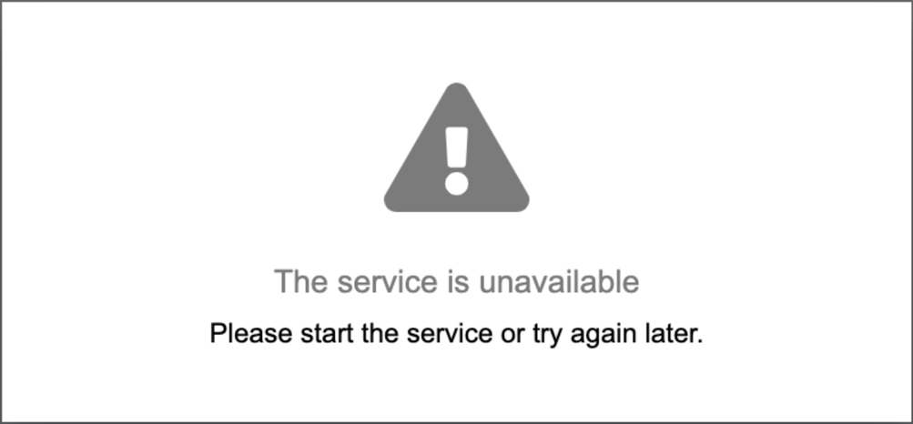Service unavailable error message