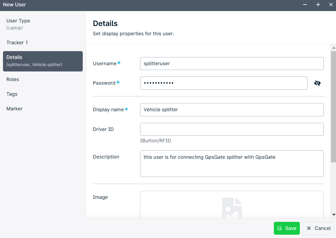 User details form interface