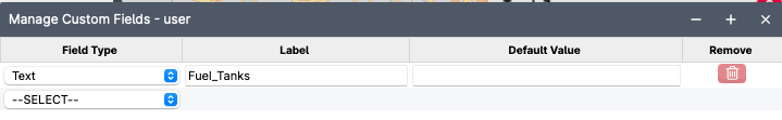 Manage Custom Fields interface screenshot