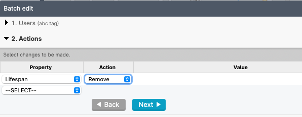Batch edit actions interface screenshot