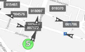 Map with numbered markers and arrows
