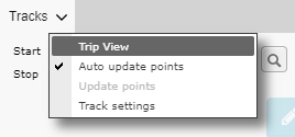 Dropdown menu with track options