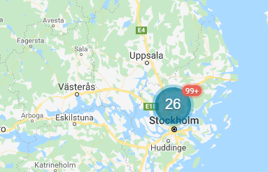 Map showing Stockholm and surrounding areas